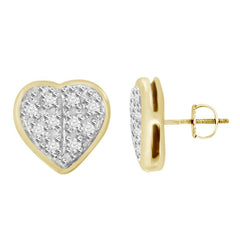 MEN'S HEART YUVA EARRINGS 0.05CT ROUND DIAMOND 10K YELLOW GOLD