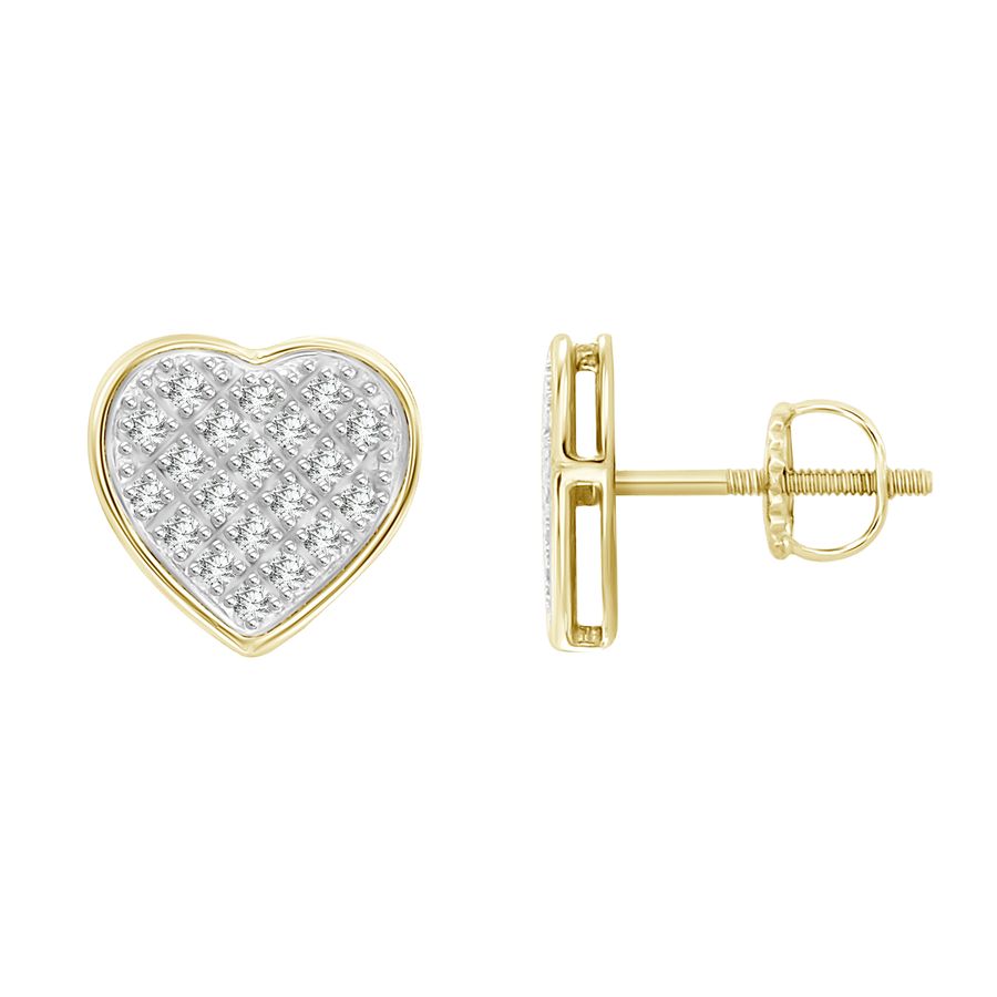 MEN'S HEART YUVA EARRING 0.15CT ROUND DIAMOND 10K YELLOW GOLD