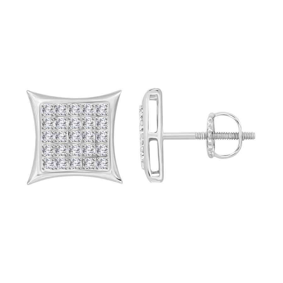 MEN'S YUVA KITE EARRINGS 0.15CT ROUND DIAMOND 10K WHITE GOLD