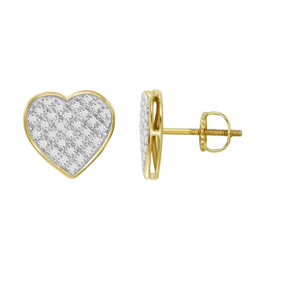 MEN'S HEART YUVA EARRING 0.25CT ROUND DIAMOND 10K YELLOW GOLD