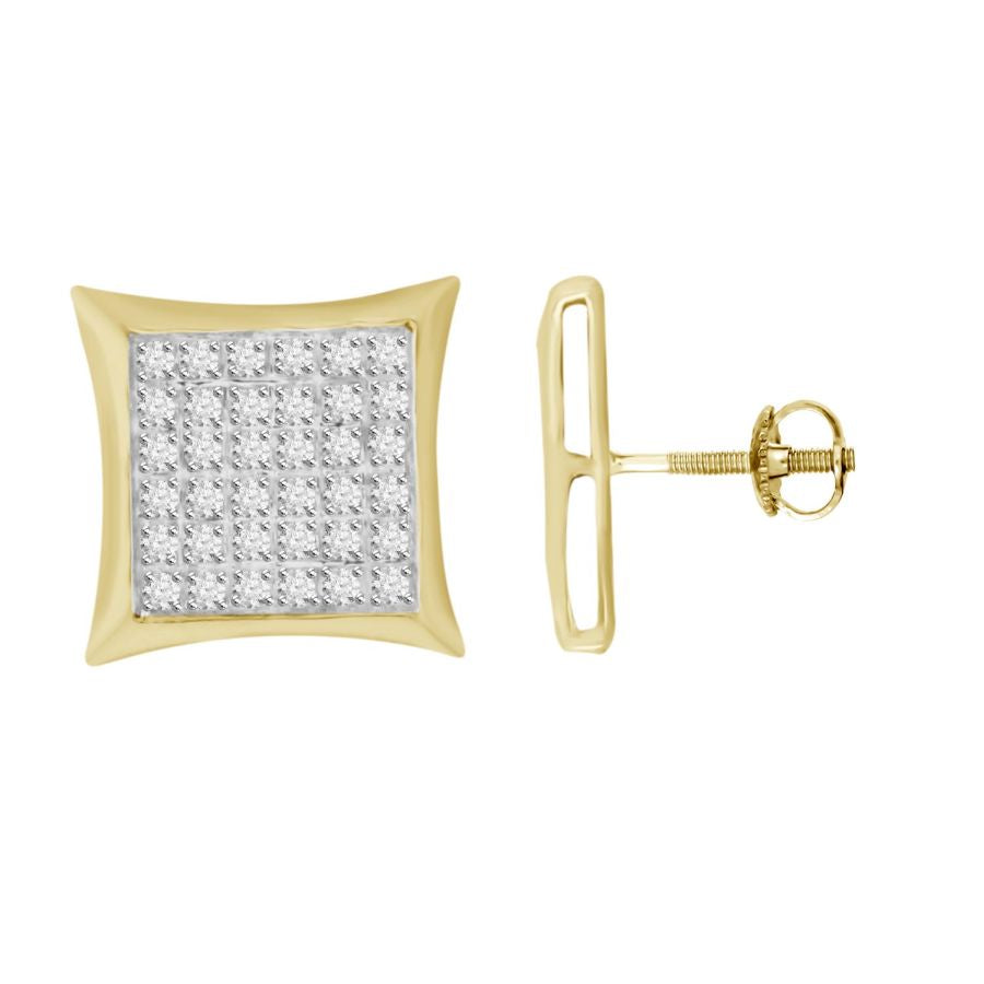 MEN'S KITE YUVA EARRINGS 0.25CT ROUND DIAMOND 10K YELLOW GOLD