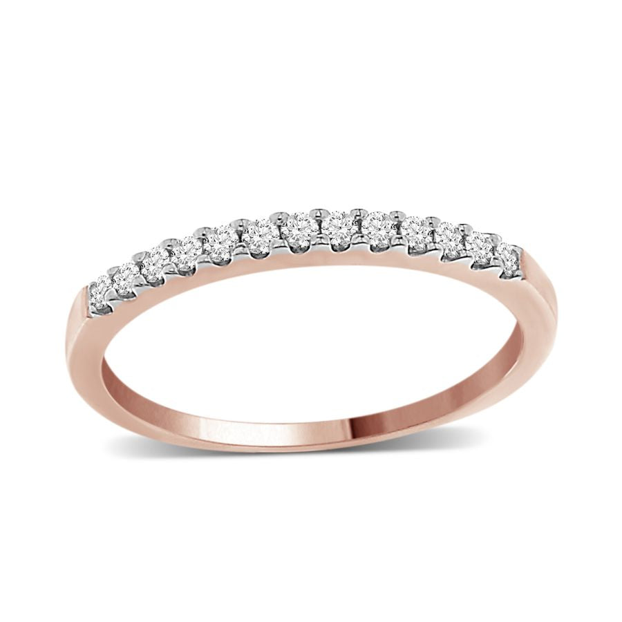 LADIES BAND 0.15CT ROUND DIAMOND 10K ROSE GOLD