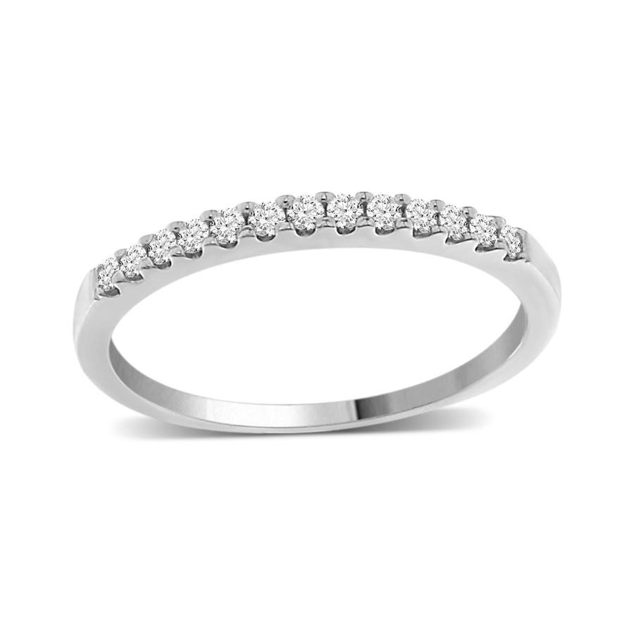 LADIES BAND 0.15CT ROUND DIAMOND 10K WHITE GOLD