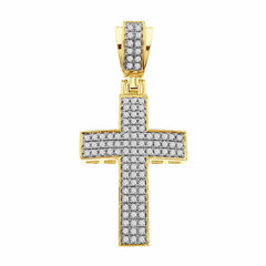 MEN'S CROSS 0.50CT ROUND DIAMOND 10K YELLOW GOLD