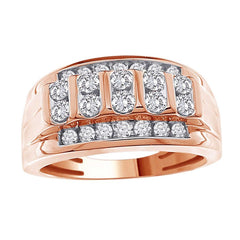 MEN'S BAND 1.00CT ROUND DIAMOND 10K ROSE GOLD