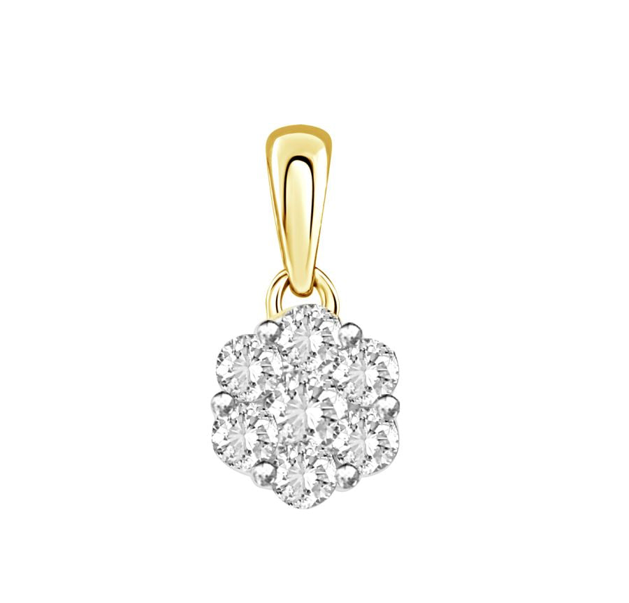 LADIES PENDANT WITH CHAIN 0.50CT ROUND DIAMOND 10K YELLOW GOLD