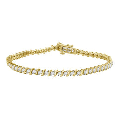 LADIES BRACELET 1.00CT ROUND DIAMOND 14K YELLOW GOLD