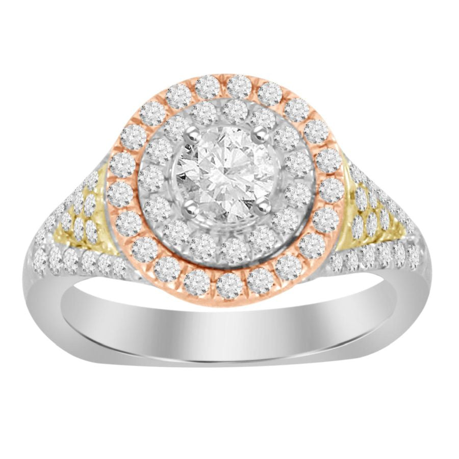 LADIES BRIDAL SET 1.25CT ROUND DIAMOND 14K WHITE/YELLOW/ROSE GOLD (CENTER STONE 0.33CT ROUND DIAMOND)