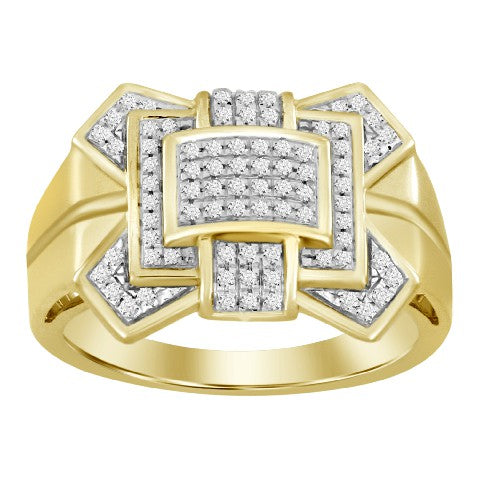 MEN'S RING 0.20CT ROUND DIAMOND 10K YELLOW GOLD