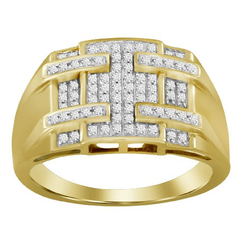 MEN'S RING 0.25CT ROUND DIAMOND 10K YELLOW GOLD