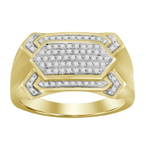 MEN'S RING 0.20CT ROUND DIAMOND 10K YELLOW GOLD