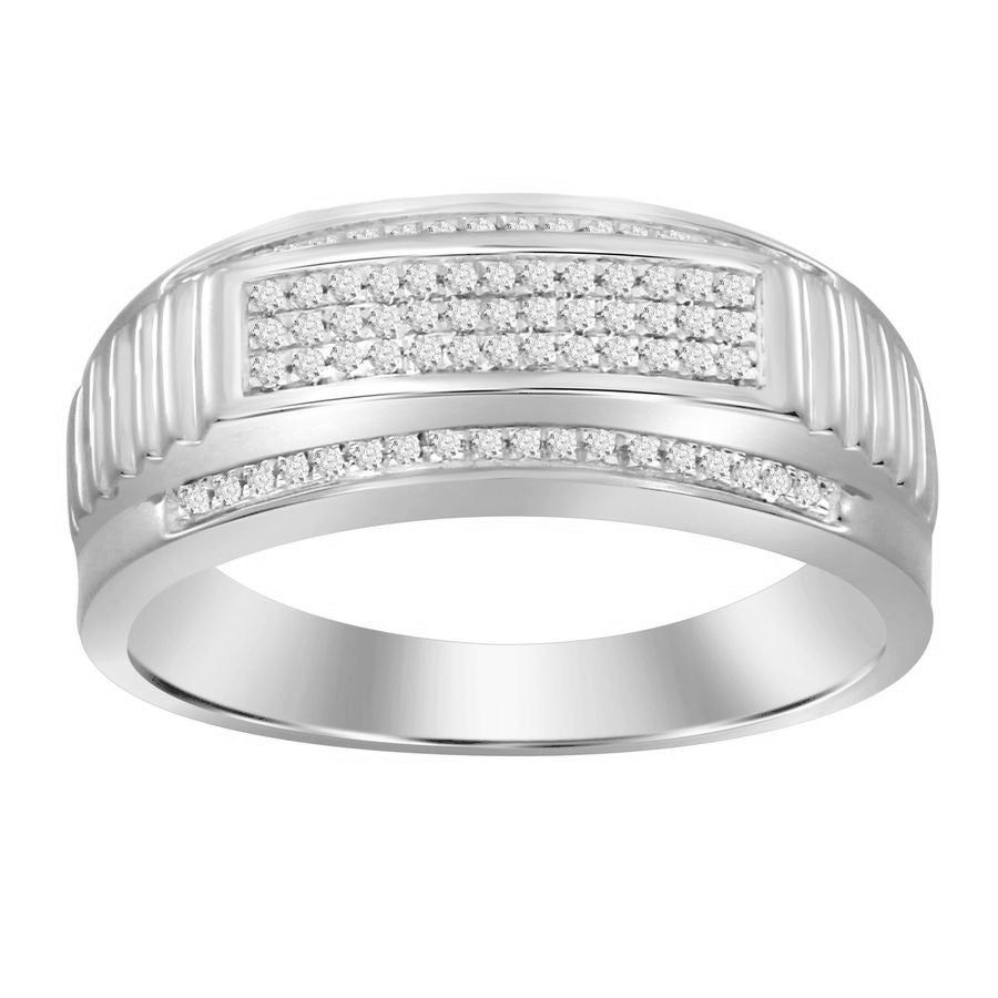 MEN'S BAND 0.20CT ROUND DIAMOND 10K WHITE GOLD