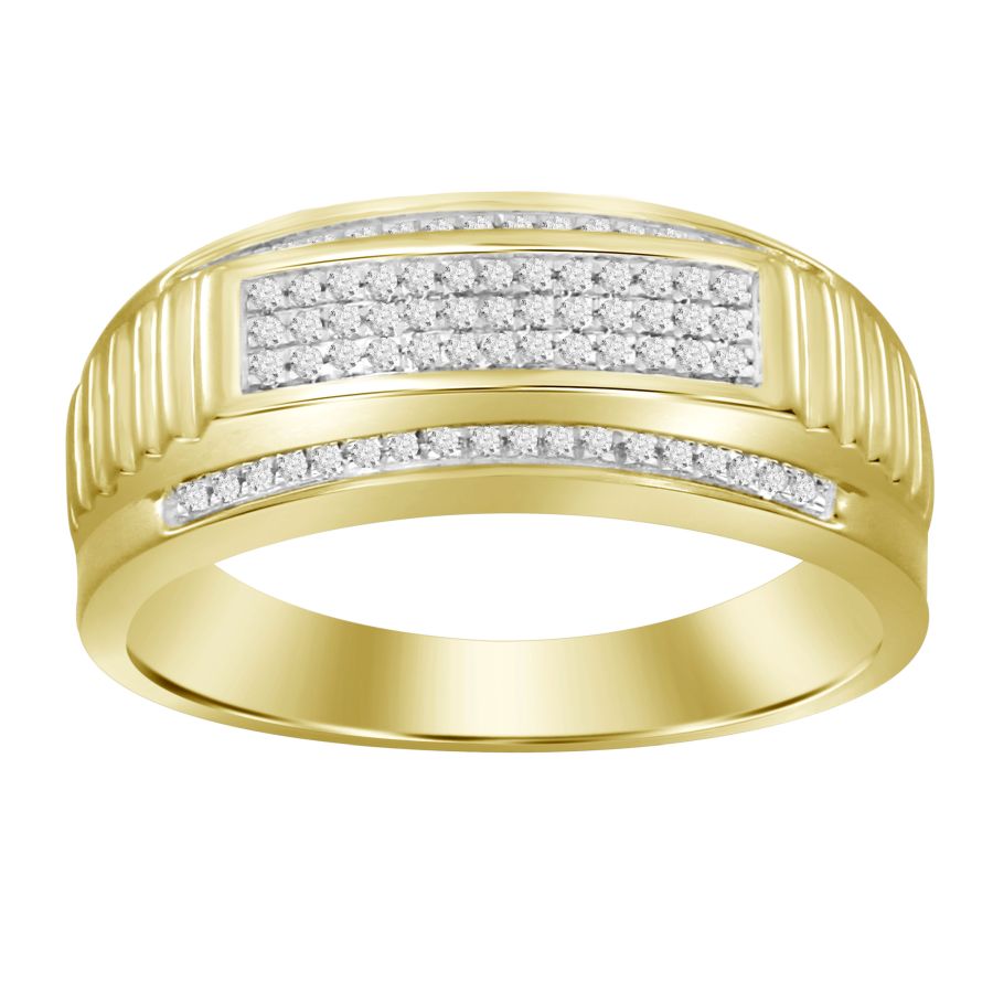 MEN'S BAND ONLY 0.20CT ROUND DIAMOND 10K YELLOW GOLD