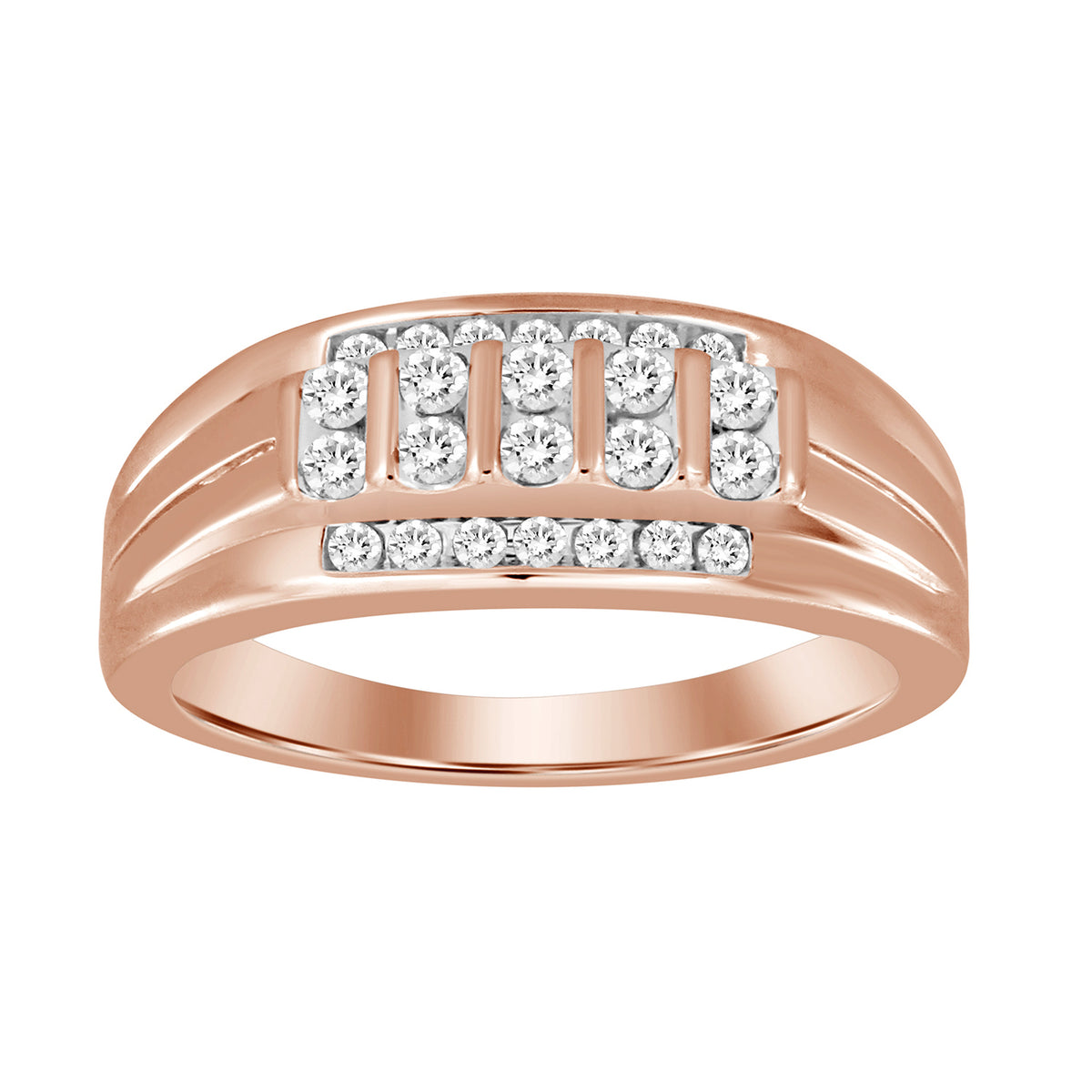 MEN'S BAND 0.50CT ROUND DIAMOND 10K ROSE GOLD