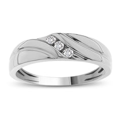 MEN'S BAND 0.10CT ROUND DIAMOND 10K WHITE GOLD