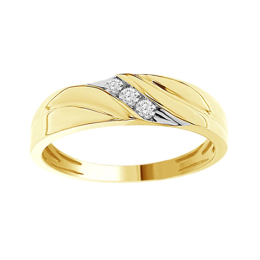 MEN'S RING 0.10CT ROUND DIAMOND 10K YELLOW GOLD