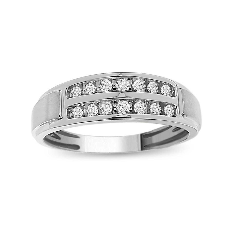 MEN'S BAND 0.25CT ROUND DIAMOND 10K WHITE GOLD