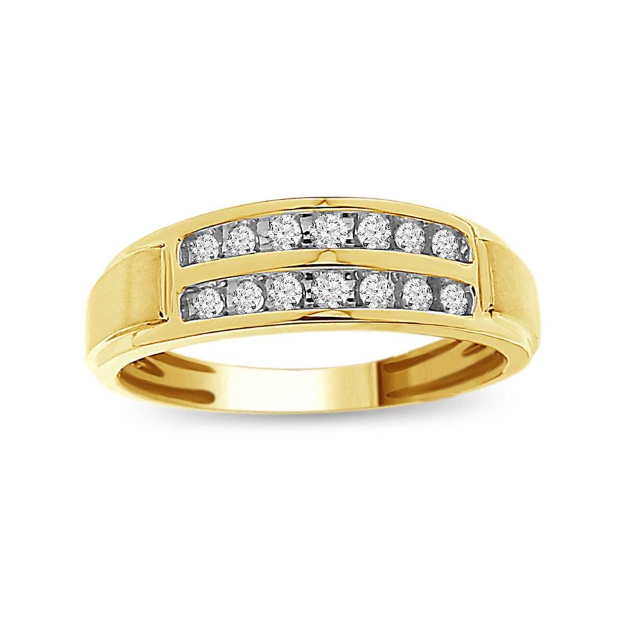 MEN'S RING 0.25CT ROUND DIAMOND 10K YELLOW GOLD