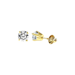 LADIES  SOLITAIRE EARRINGS 0.15CT ROUND DIAMOND 14K YELLOW GOLD