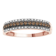 LADIES BAND 0.20CT ROUND DARK BROWN DIAMOND 10K ROSE GOLD