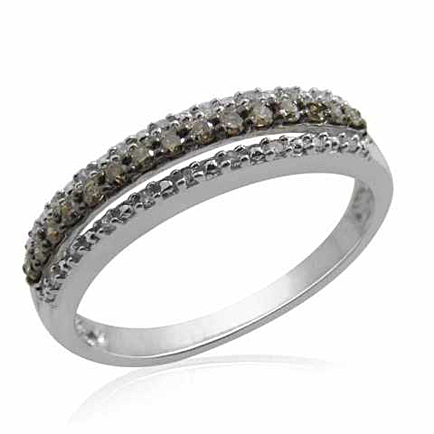 LADIES BAND 0.20CT ROUND DARK BROWN DIAMOND 10K WHITE GOLD