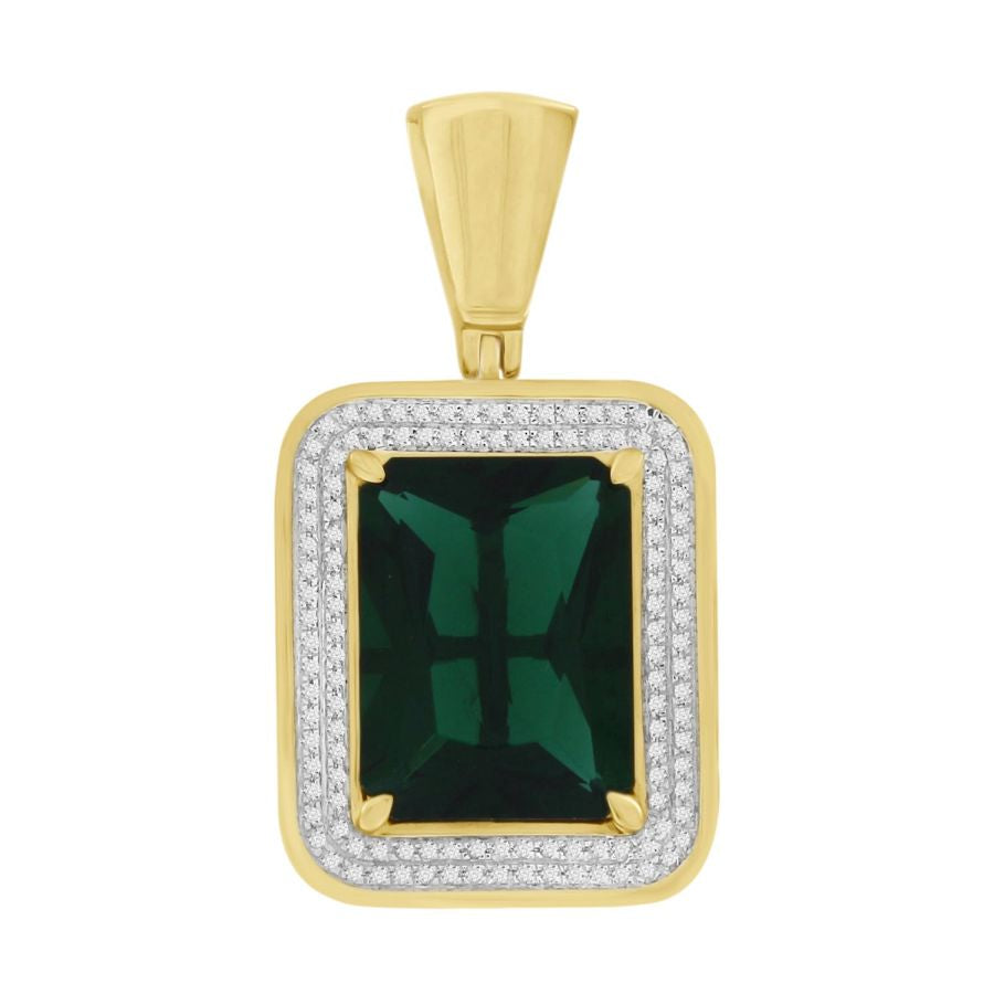 MEN'S PENDANT 0.25CT ROUND/EMERALD DIAMOND 10K YELLOW GOLD