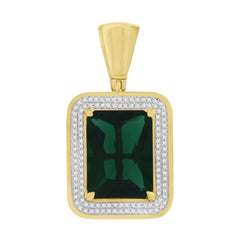 MEN'S PENDANT 0.25CT ROUND/EMERALD DIAMOND 10K YELLOW GOLD