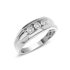 MEN'S BAND 0.50CT ROUND DIAMOND 14K WHITE GOLD