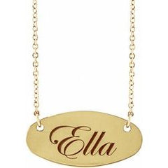 14kt Personalized Oval Pendant with Chain