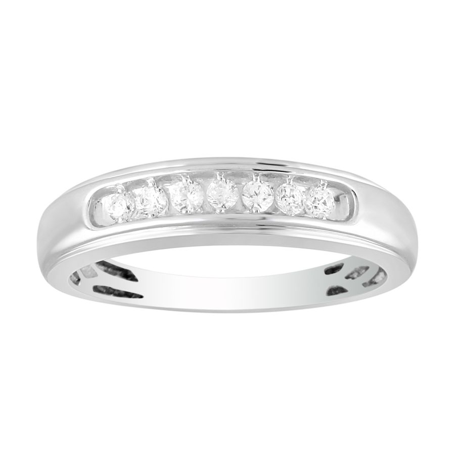 MEN'S BAND 0.25CT ROUND DIAMOND 14K WHITE GOLD