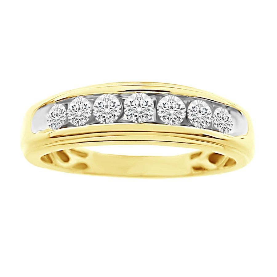 MEN'S BAND 0.50CT ROUND DIAMOND 14K YELLOW GOLD (SI QUALITY)