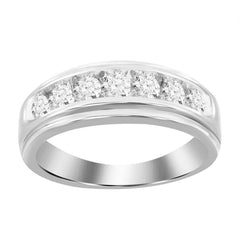 MEN'S BAND 0.75CT ROUND DIAMOND 14K WHITE GOLD