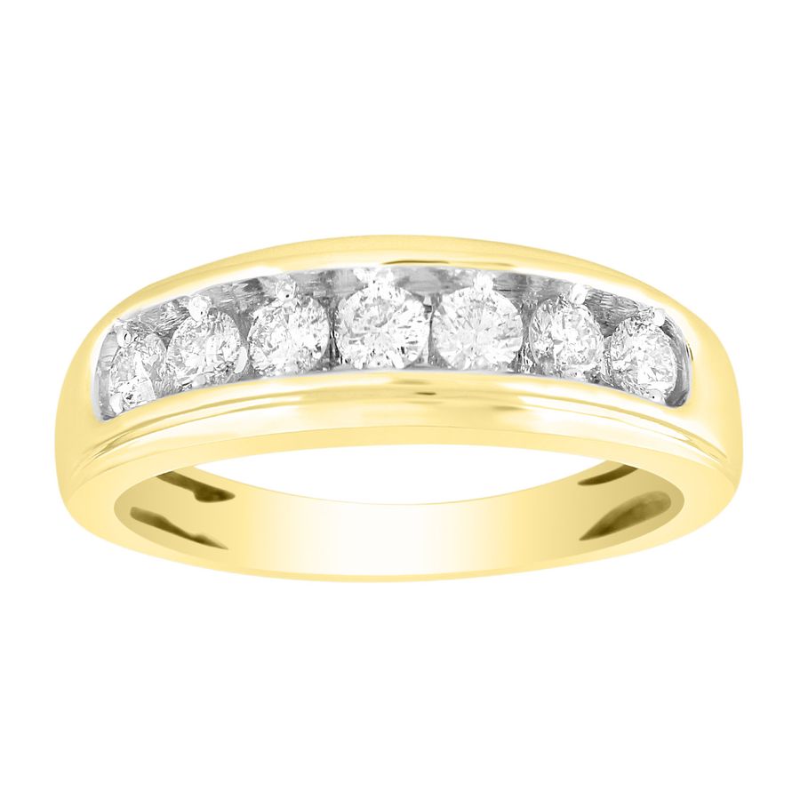 MEN'S BAND 0.75CT ROUND DIAMOND 14K YELLOW GOLD (SI QUALITY)