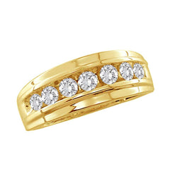 MEN'S BAND 0.75CT ROUND DIAMOND 14K YELLOW GOLD