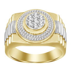 MEN'S RING 0.50CT ROUND DIAMOND 10K WHITE/YELLOW GOLD