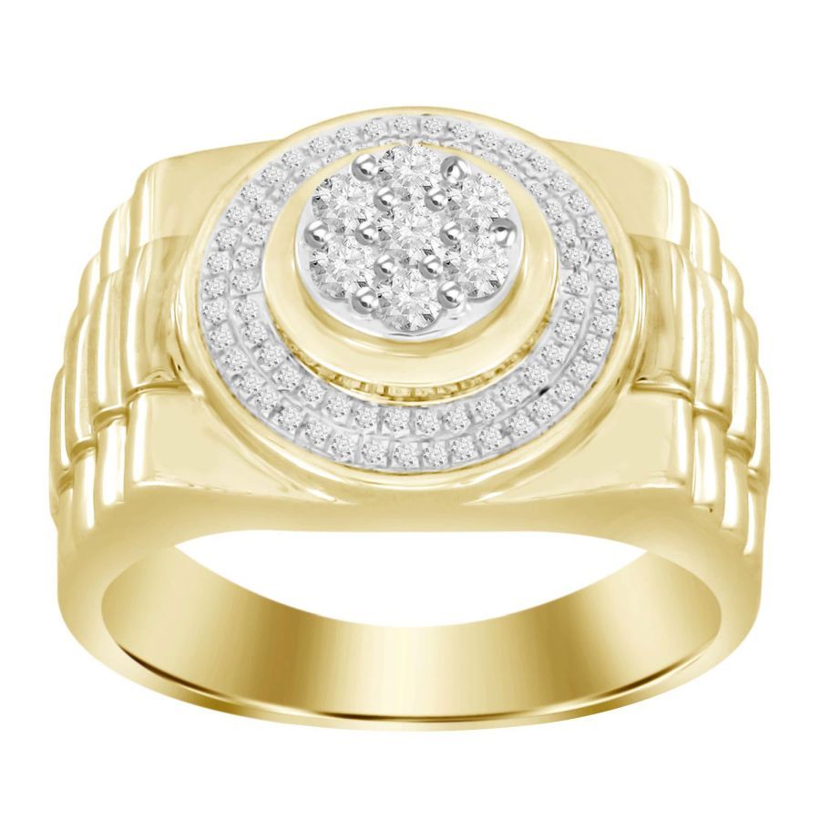 MEN'S RING 0.50CT ROUND DIAMOND 10K YELLOW GOLD