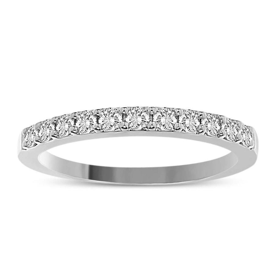 LADIES BAND 0.25CT ROUND DIAMOND 14K WHITE GOLD