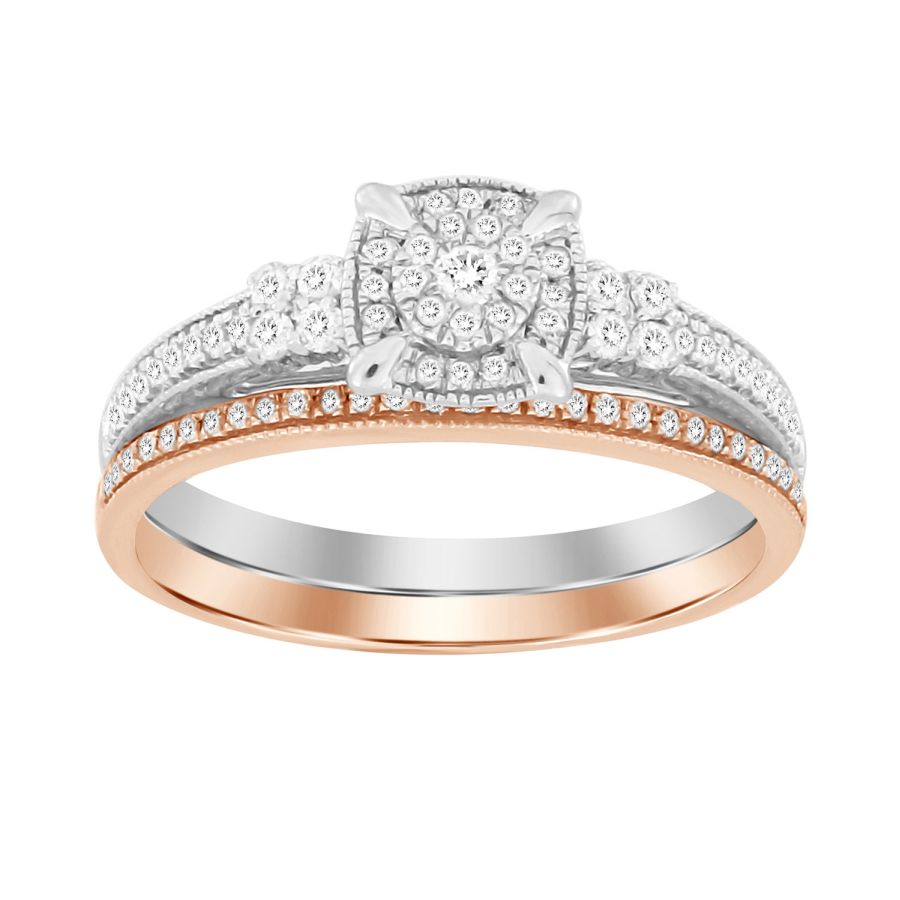 2 STONE RING 0.35CT ROUND DIAMOND 10K WHITE/ROSE GOLD