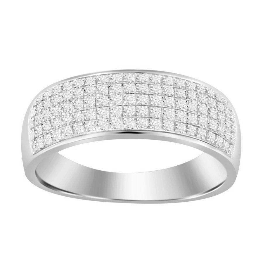 MEN'S BAND 0.35CT ROUND DIAMOND 10K WHITE GOLD