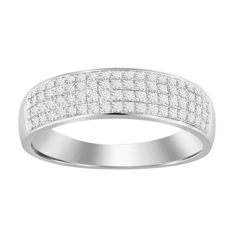 MEN'S BAND 0.25CT ROUND DIAMOND 10K WHITE GOLD