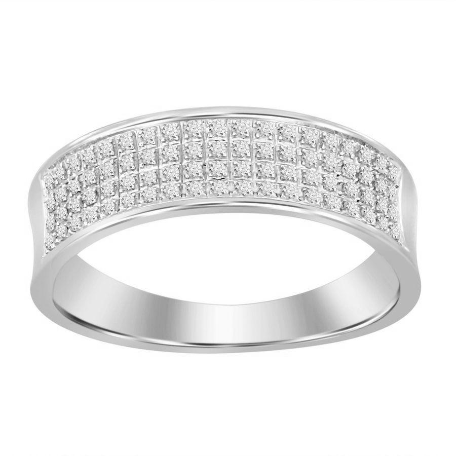 MEN'S BAND 0.25CT ROUND DIAMOND 10K WHITE GOLD