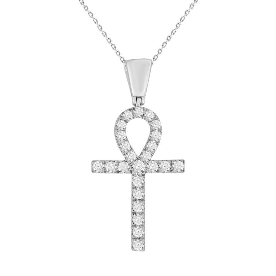 MEN'S PENDANT 1.00CT ROUND DIAMOND 14K WHITE GOLD