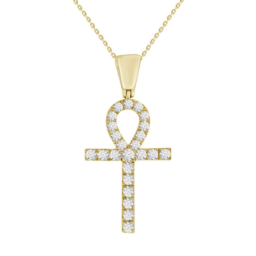 MEN'S PENDANT 1.00CT ROUND DIAMOND 14K YELLOW GOLD