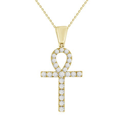 MEN'S PENDANT 1.00CT ROUND DIAMOND 14K YELLOW GOLD