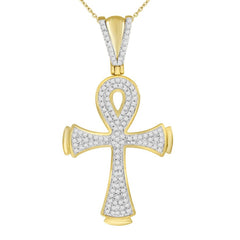 MEN'S CROSS 0.33CT ROUND DIAMOND 10K YELLOW GOLD