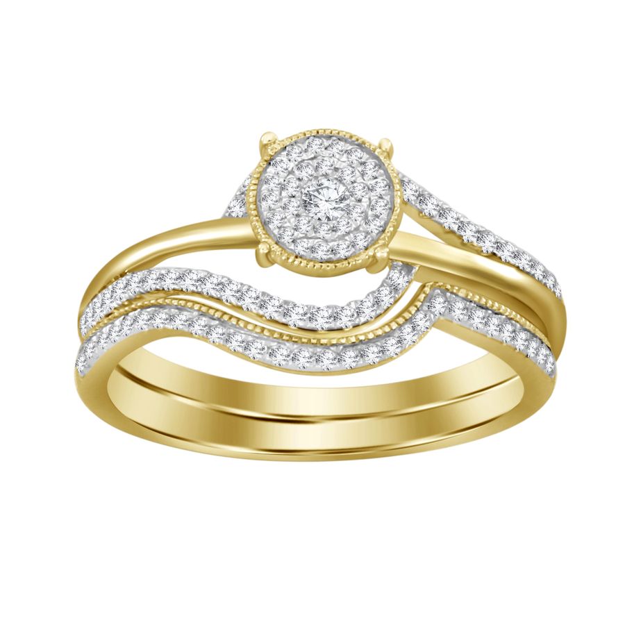 LADIES BRIDAL SET 0.30CT ROUND DIAMOND 10K YELLOW GOLD