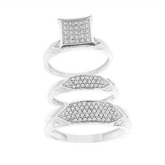 LADIES TRIOS SET 0.50CT ROUND DIAMOND 10K WHITE GOLD