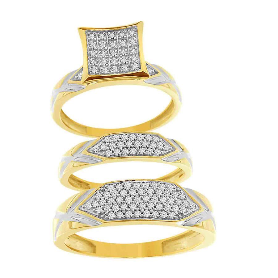 LADIES TRIOS SET 0.50CT ROUND DIAMOND 10K YELLOW GOLD