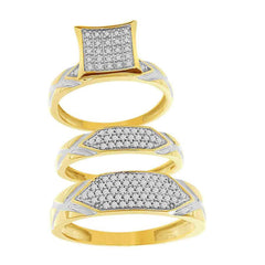 LADIES TRIOS SET 0.50CT ROUND DIAMOND 10K YELLOW GOLD