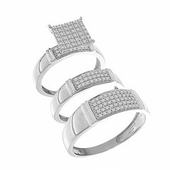 LADIES TRIOS SET 0.50CT ROUND DIAMOND 10K WHITE GOLD